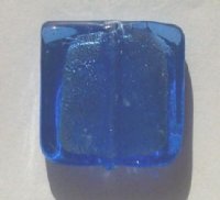 1 25x25x7mm Sapphire with Foil Lampwork Flat Square